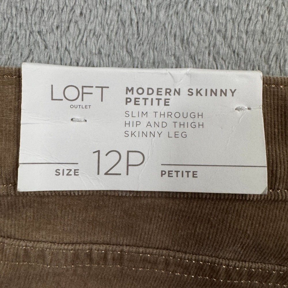NWT Loft Modern Skinny Micro Corduroy Pants Women 12P Tan Petite‎ Slim Fit - Picture 6 of 11